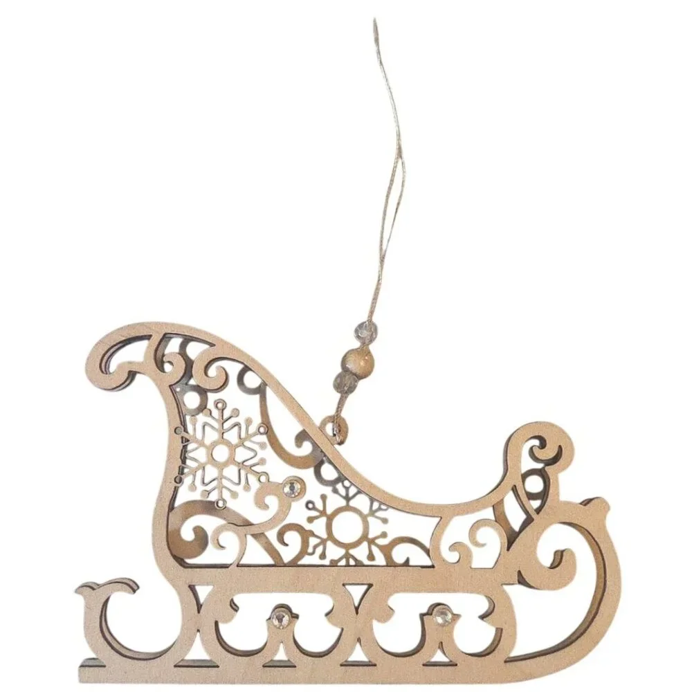 Unfinished Sleigh Ornament Sled Folk Art Wooden For Crafts Crystals